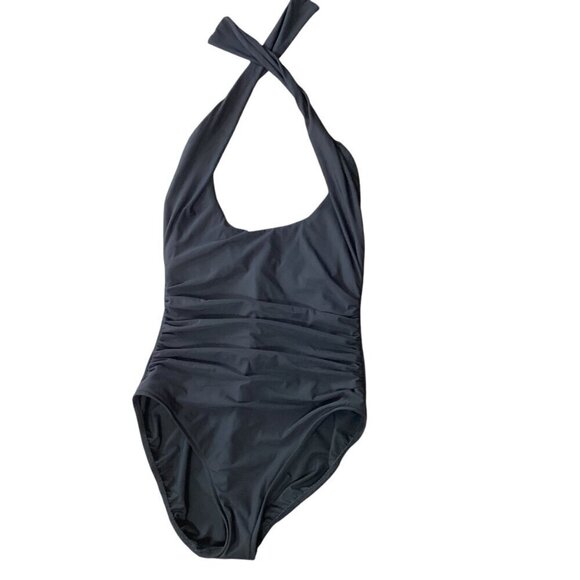 MIRACLESUIT Shaping Halter Neck Underwire Slimming 1-Piece Swimsuit 14 Black 72P - Picture 2 of 8